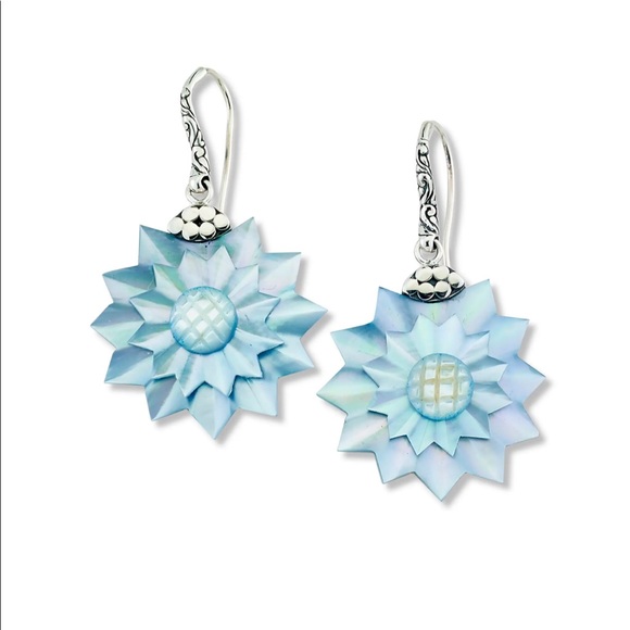 Samuel B. Sterling Silver Blue Mother-Of-Pearl Flower Drop Earrings